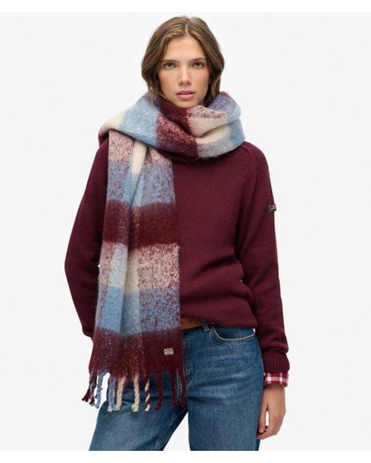 Superdry Red & Co Check Patterned Scarf
