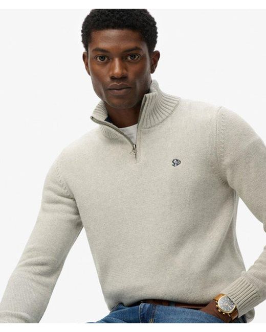 Superdry Gray & Co Cotton Half Zip Knit Jumper for men