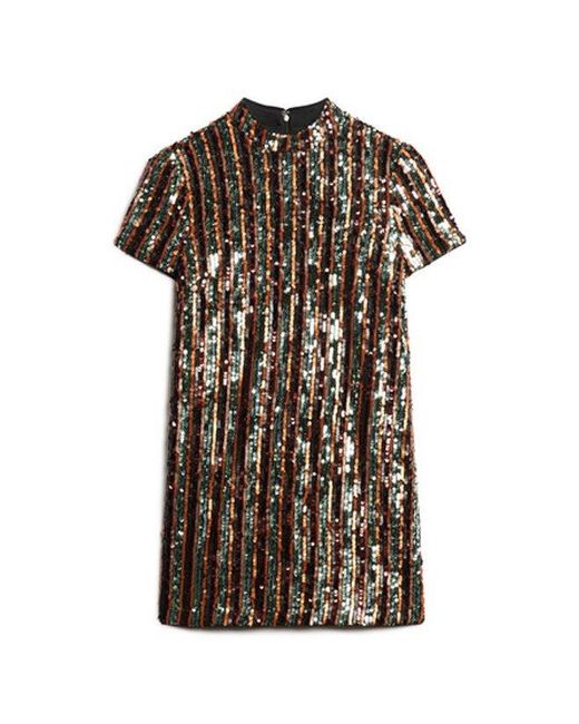 Superdry Metallic & Co Sequin T-shirt Mini Dress