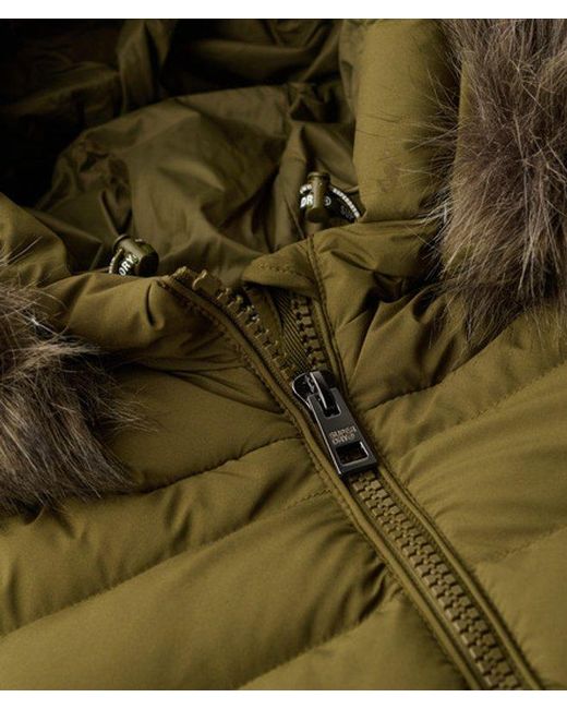 Superdry Green & Co Fuji Faux Fur Hooded Long Jacket