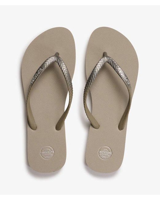 Superdry White Core Metallic Flip Flops