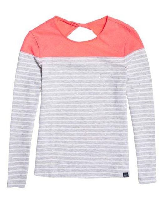 Superdry White Conversational Twist Back Top Neon Coral