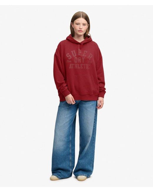 Superdry Red & Co Athletic Essentials Relaxed Hoodie