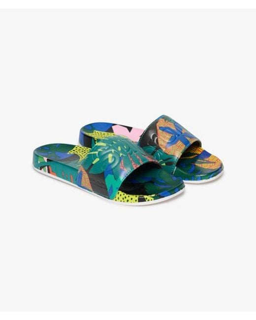 Superdry Blue & Co All Over Print Beach Sliders