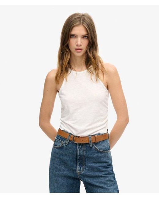Superdry White Ladies Ruched Tank Top
