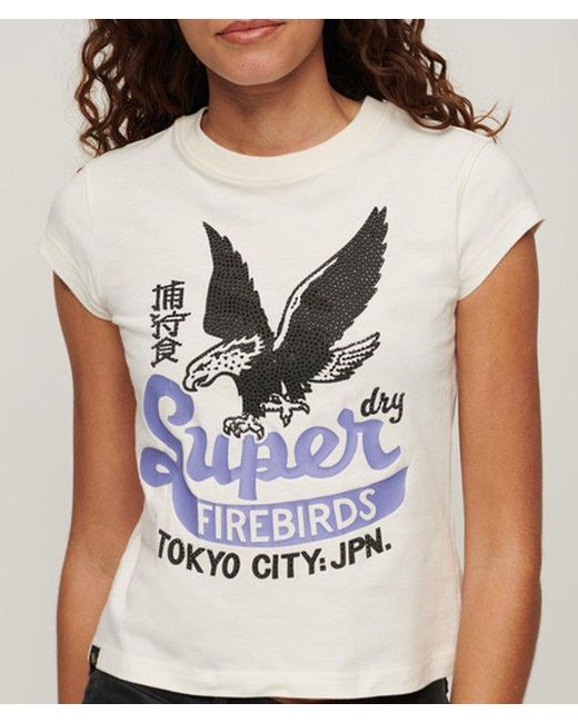 Superdry White & Co Embellished Poster Cap Sleeve T-shirt