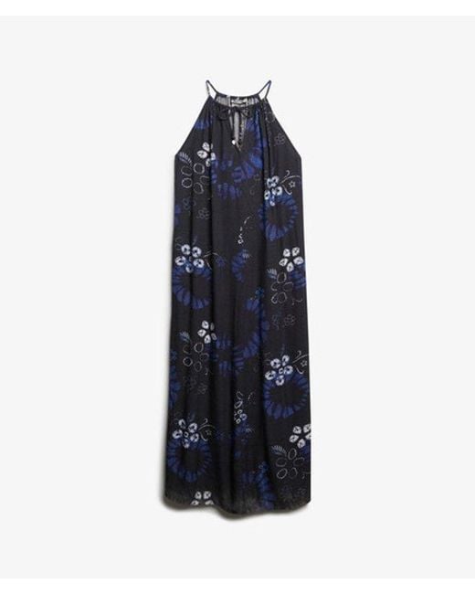 Superdry Blue Floral Print Beach Cami Maxi Dress