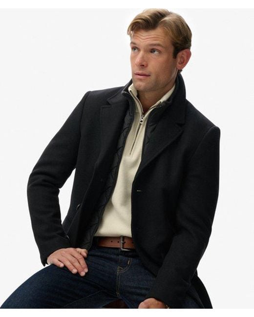 Homme Manteau Ville 2 En 1 Ajusté Taille Superdry pour homme en coloris Black