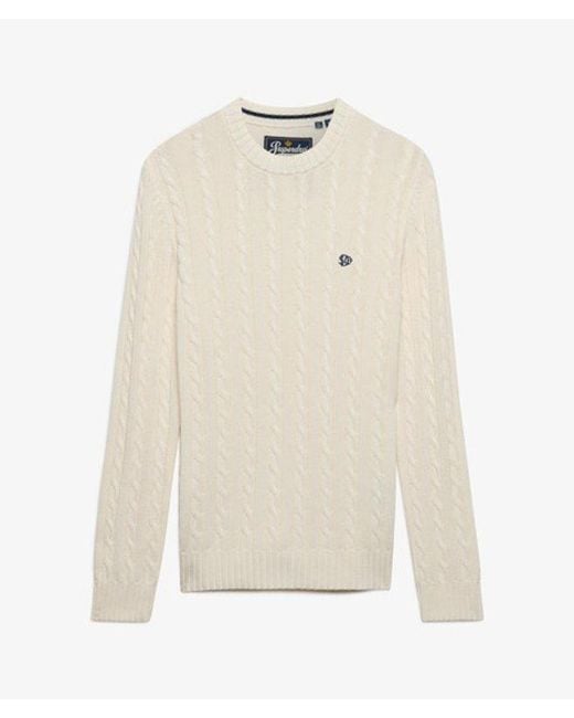 Superdry Natural & Co Cotton Cable Knit Crew Jumper for men