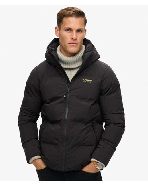 Superdry Wijdvallende Pufferjas Met Capuchon in het Black voor heren