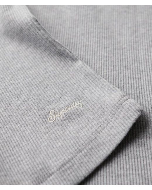 Superdry Blue Athletic Essentials Lace Trim V-neck Top