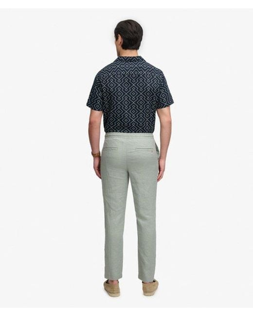 Superdry Blue Merchant Linen Pants for men