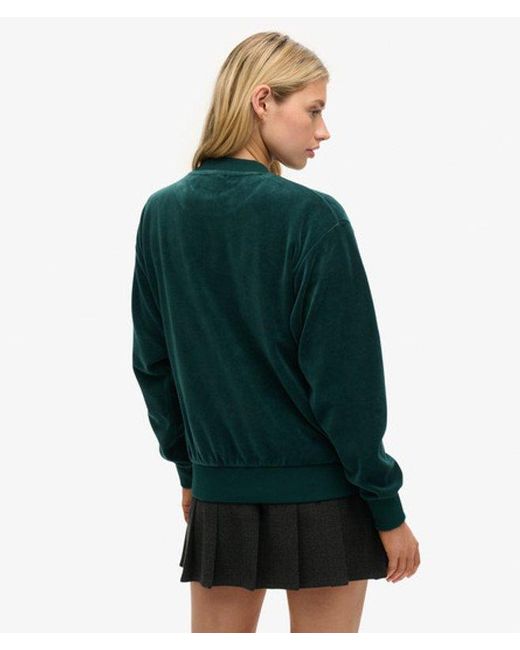 Superdry Green Velour Graphic Boxy Crew Sweatshirt