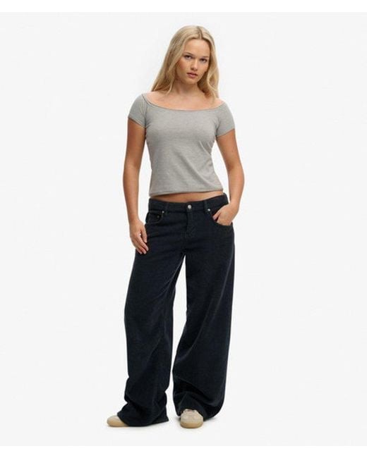 Superdry Gray & Co Bardot Short Sleeve Off Shoulder Top