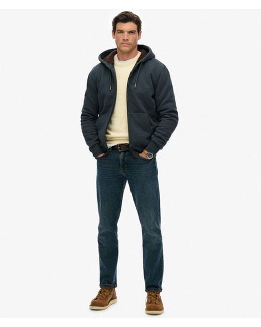 Superdry Black & Co Borg Lined Zip Hoodie for men