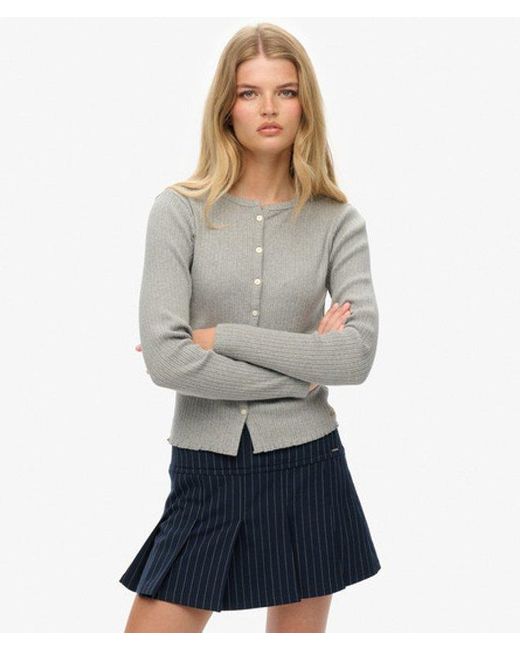 Superdry Gray & Co Athletic Essentials Ribbed Cardigan