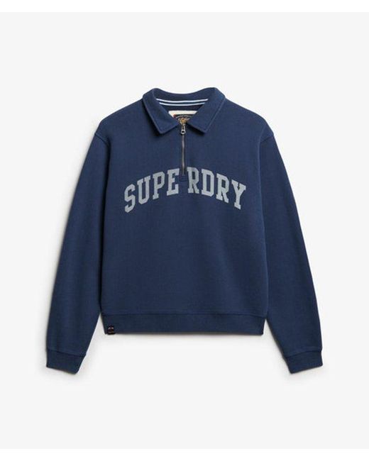 Superdry Blue Athletic Essentials Collared Half Zip