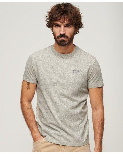Superdry Gray Organic Cotton Essential Logo T-shirt for men