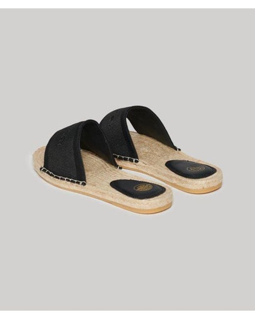 Superdry Brown & Co Canvas Espadrille Overlay Sliders