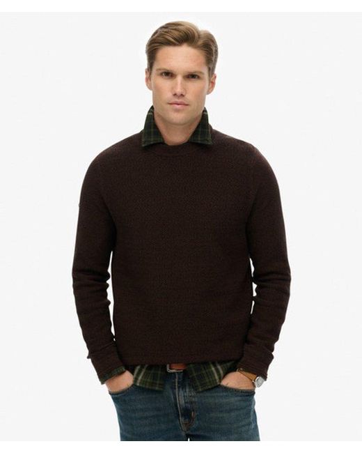 Homme Pull Texturé En Coton Léger Taille Superdry pour homme en coloris Black