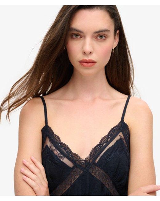 Superdry Black & Co Ibiza Sheer Lace Cami Top
