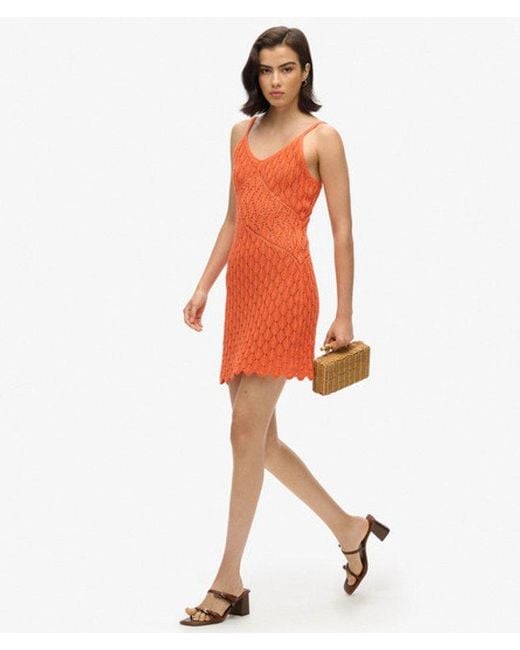 Superdry Orange & Co Cotton Crochet Cami Mini Dress