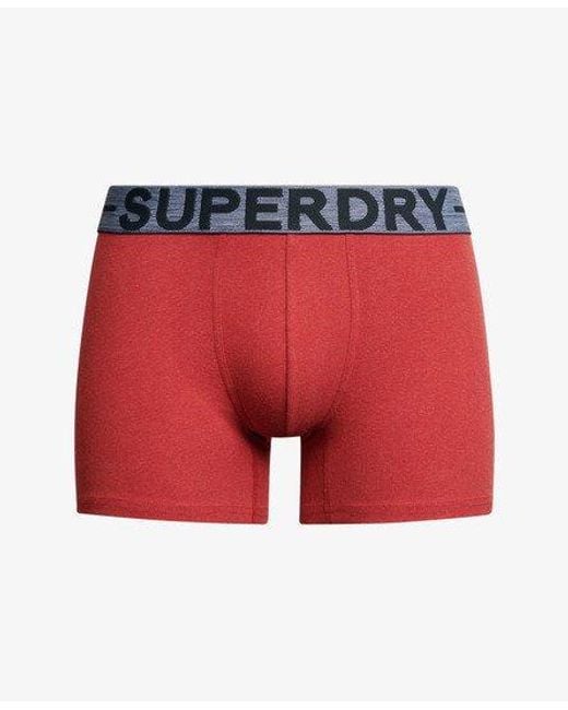 Superdry Red Organic Cotton Boxer Triple Pack for men