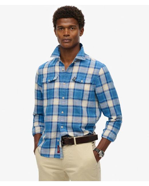 Superdry Blue & Co The Merchant Store - Linen Check Shirt for men