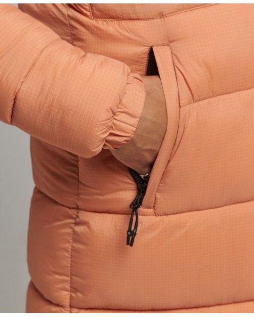 Superdry Orange Ripstop Longline Puffer Jacket for men