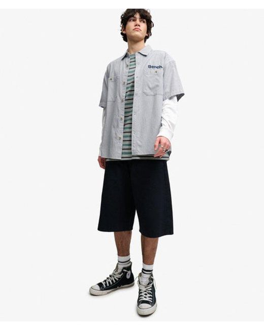 Superdry Gray Bench X & Co Bench Mechanic Short Sleeve Boxy Shirt for men