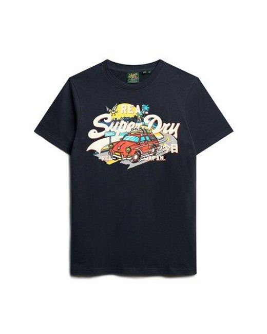Superdry Blue La Graphic T-shirt for men