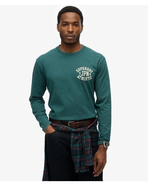 Superdry Green Athletic Essentials Long Sleeve Top for men
