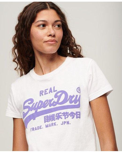 Superdry Slimfit T-shirt Met Neonprint in het White