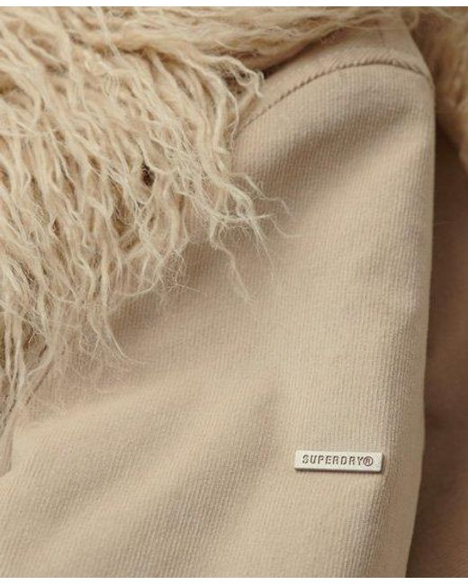Superdry Natural Faux Fur Lined Longline Afghan Coat