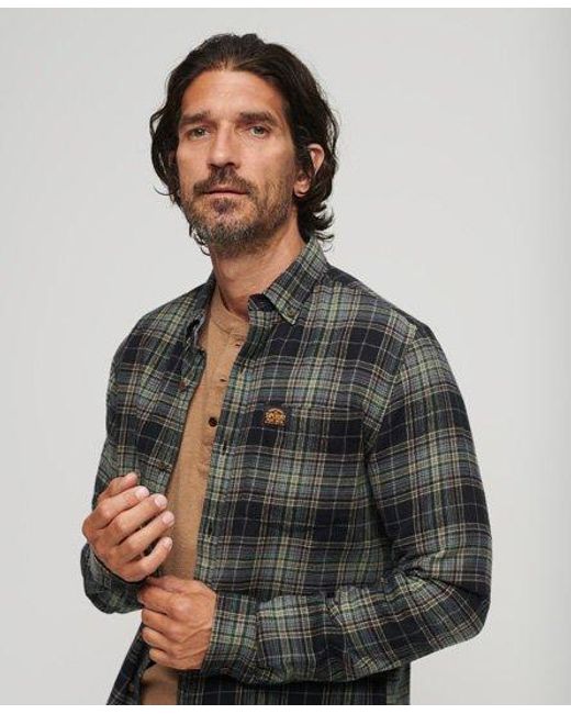 Superdry Brown Long Sleeve Cotton Lumberjack Shirt for men