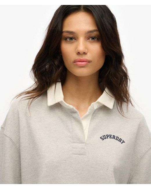 Superdry Gray Athletic Essentials Graphic Rugby Shirt