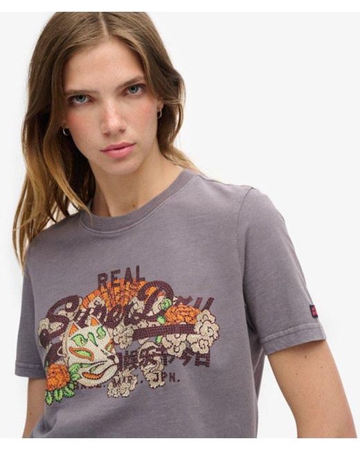 Superdry Gray & Co Tokyo Vintage Logo Graphic Relaxed T-shirt