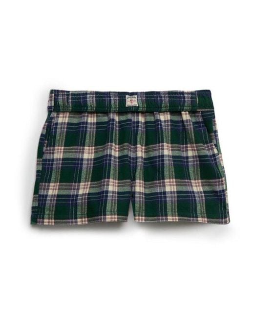 Superdry Green & Co Cotton Check Elastic Shorts