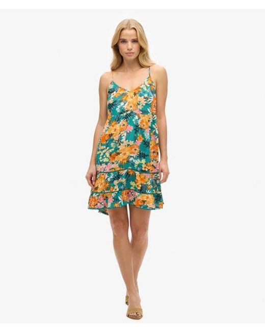 Superdry Blue Classic Viscose Cami Beach Dress