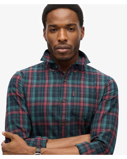 Superdry Blue Organic Cotton Vintage Check Shirt - Size: Xl for men