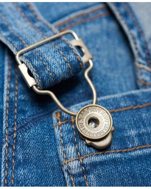 Superdry Blue Denim Hot Short Dungaree Mid