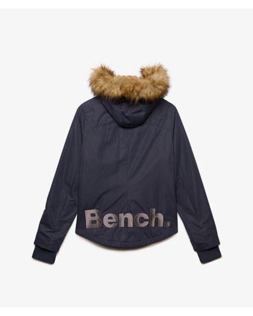 Superdry Blue Bench X & Co Bench Faux Fur Hooded Windcheater Jacket