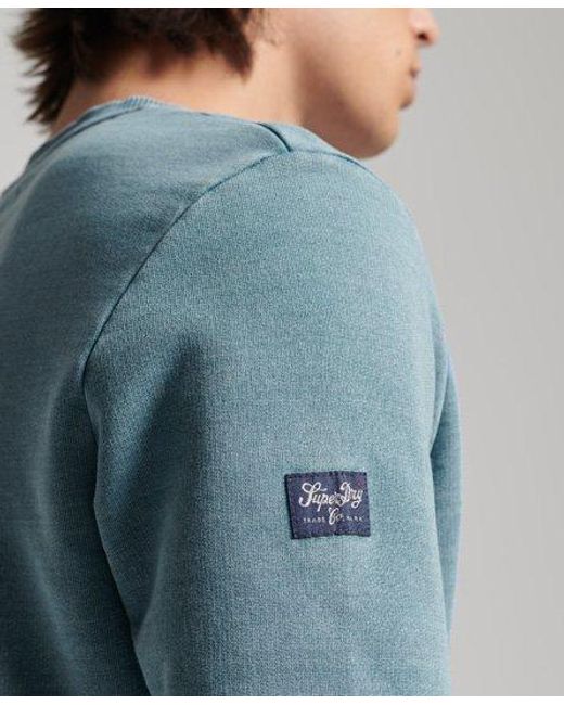 Superdry Blue Vintage Script Style Crew Sweatshirt Bleach Wash for men