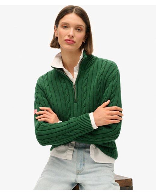 Superdry Green & Co Knitted Rugby Henley Jumper