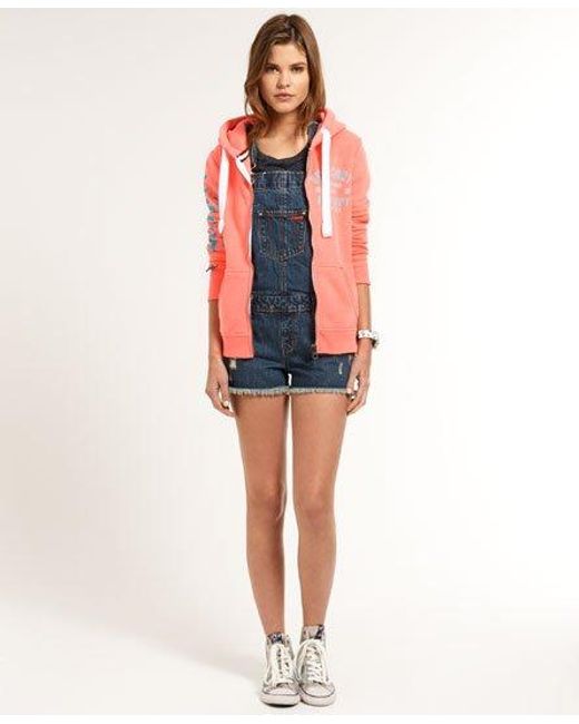 Superdry Red Track & Field Zip Hoodie Coral Marl