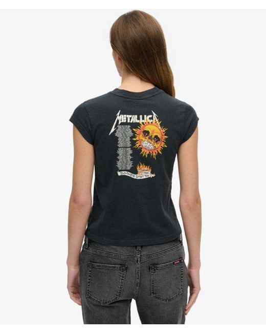 Superdry Green Metallica X Cap Sleeve Band T-shirt