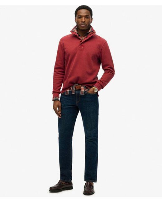 Superdry Red & Co Cotton Classic Pique Half Zip Sweatshirt for men