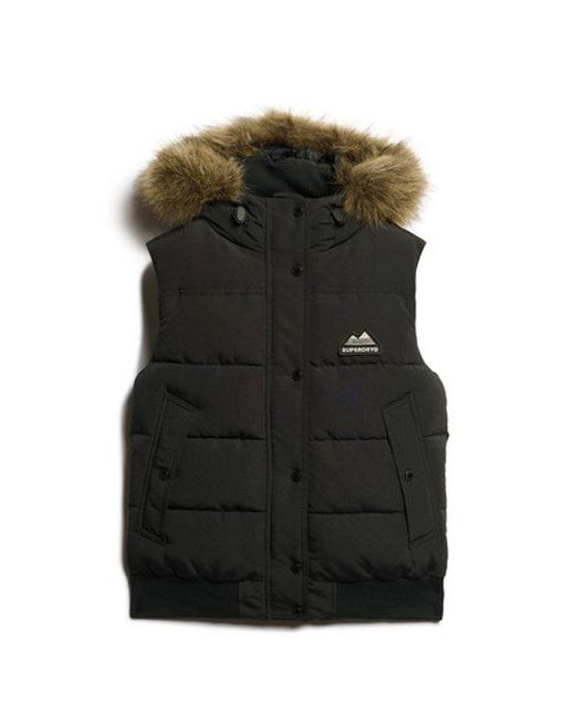 Superdry Everest Bodywarmer Van Imitatiebont in het Black