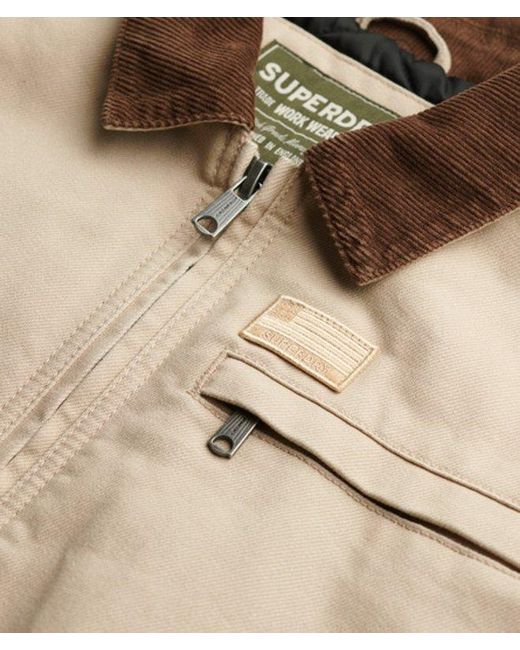 Femme Veste Ranch Matelassée À Col En Velours Taille Superdry en coloris Natural