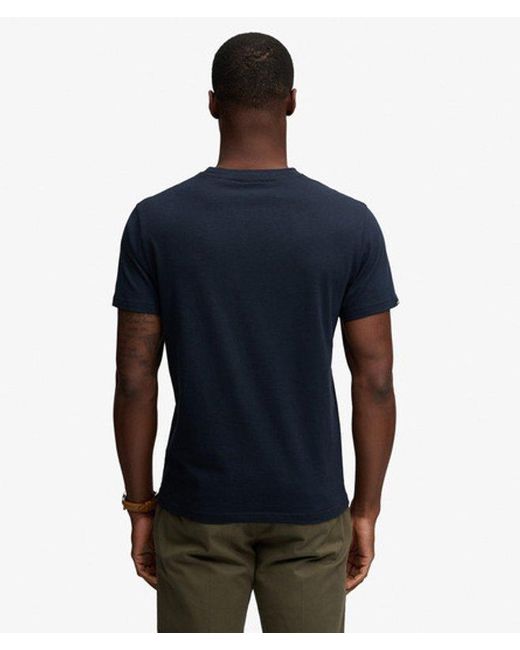 Superdry Blue & Co Essential Company Logo Embroidered T-shirt for men